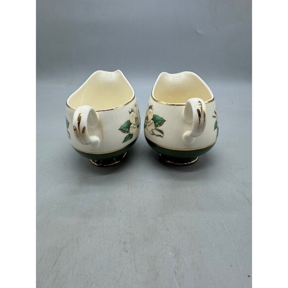 Cavalier Eggshell Porcelain Creamer & Sugar Magnolia Flower Design & Gold READ - Picture 5 of 16